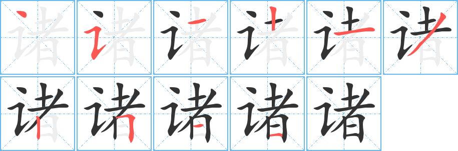 諸字筆畫寫法